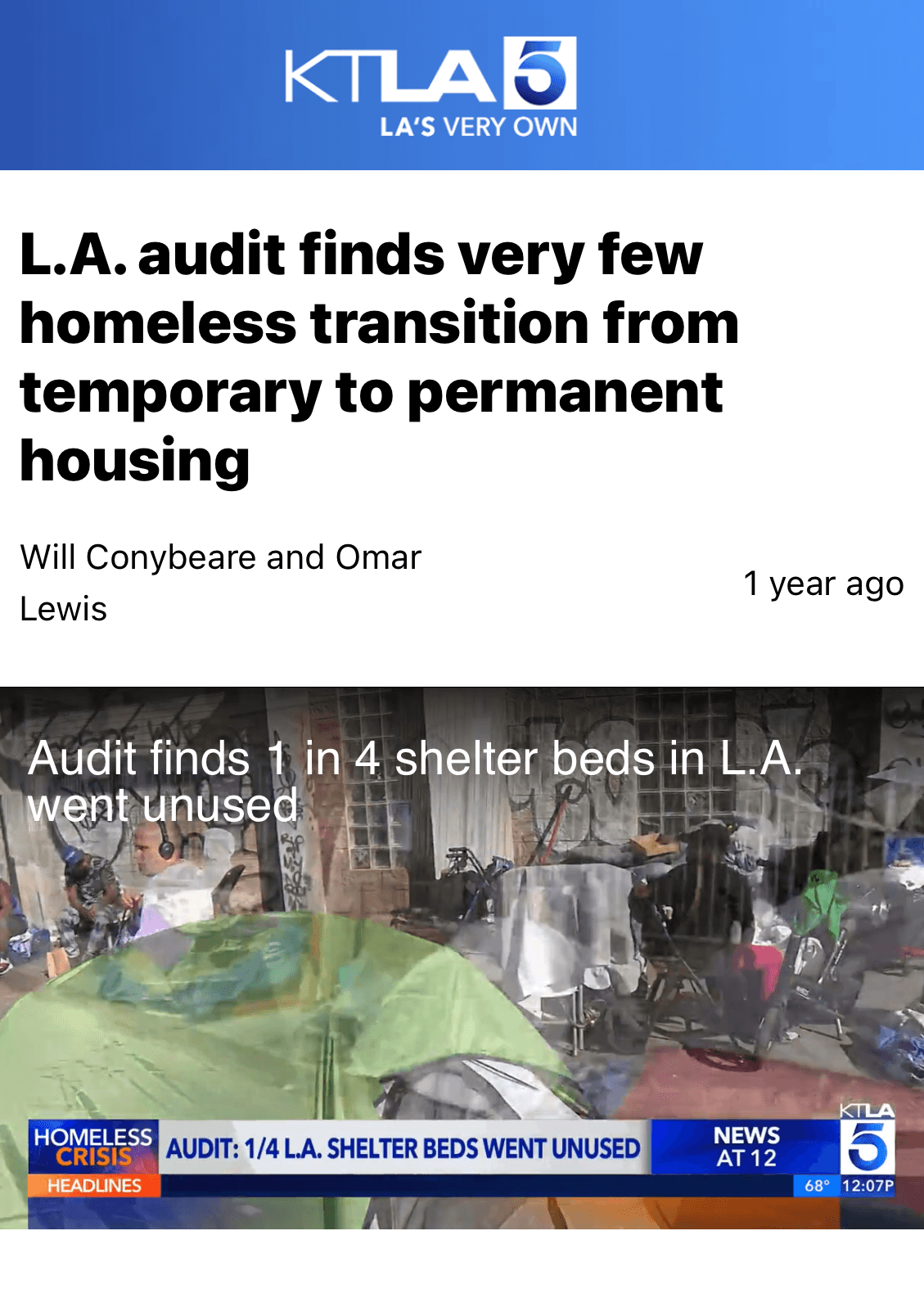 Audit finds 1 in 4 shelter beds in Los Angeles went unused, costing taxpayers $218 million
