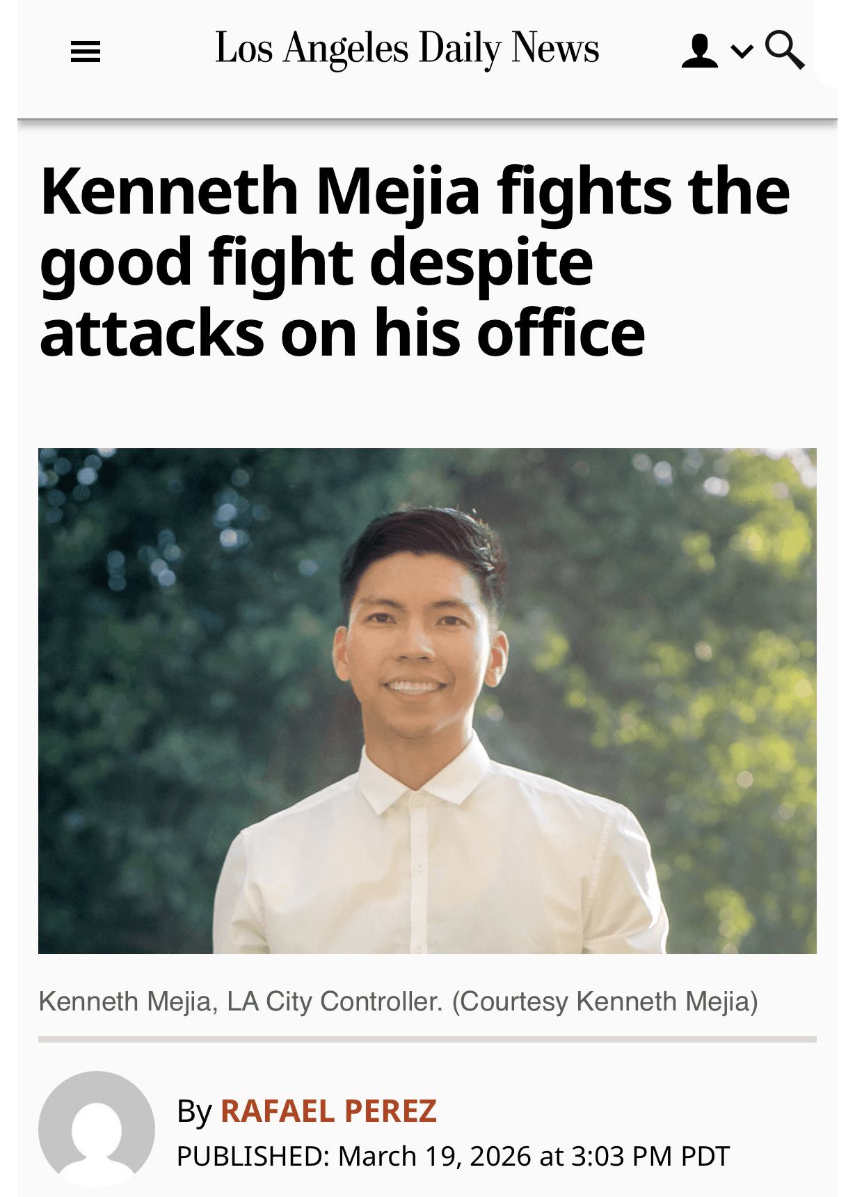Kenneth Mejia fights the good fight despite attacks on his office